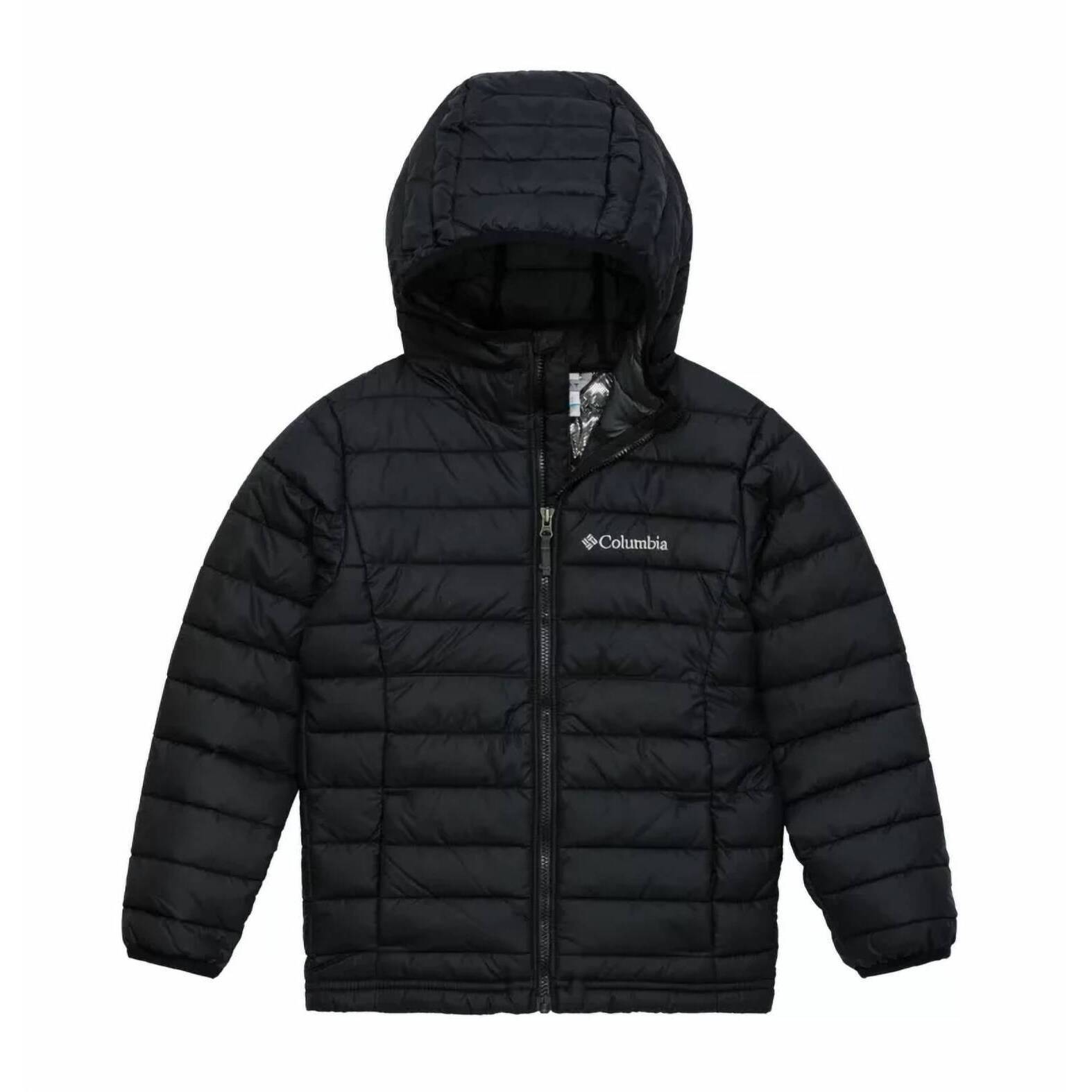 New Columbia Kids' Powder Lite Ii Hooded Jacket In Black